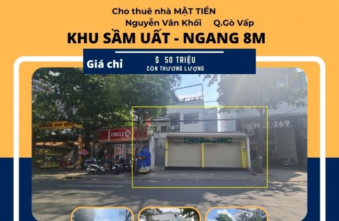 Cho thuê nhà Mặt Tiền Nguyễn Văn Khối, 160m2, 50 triệu, NGANG 8M